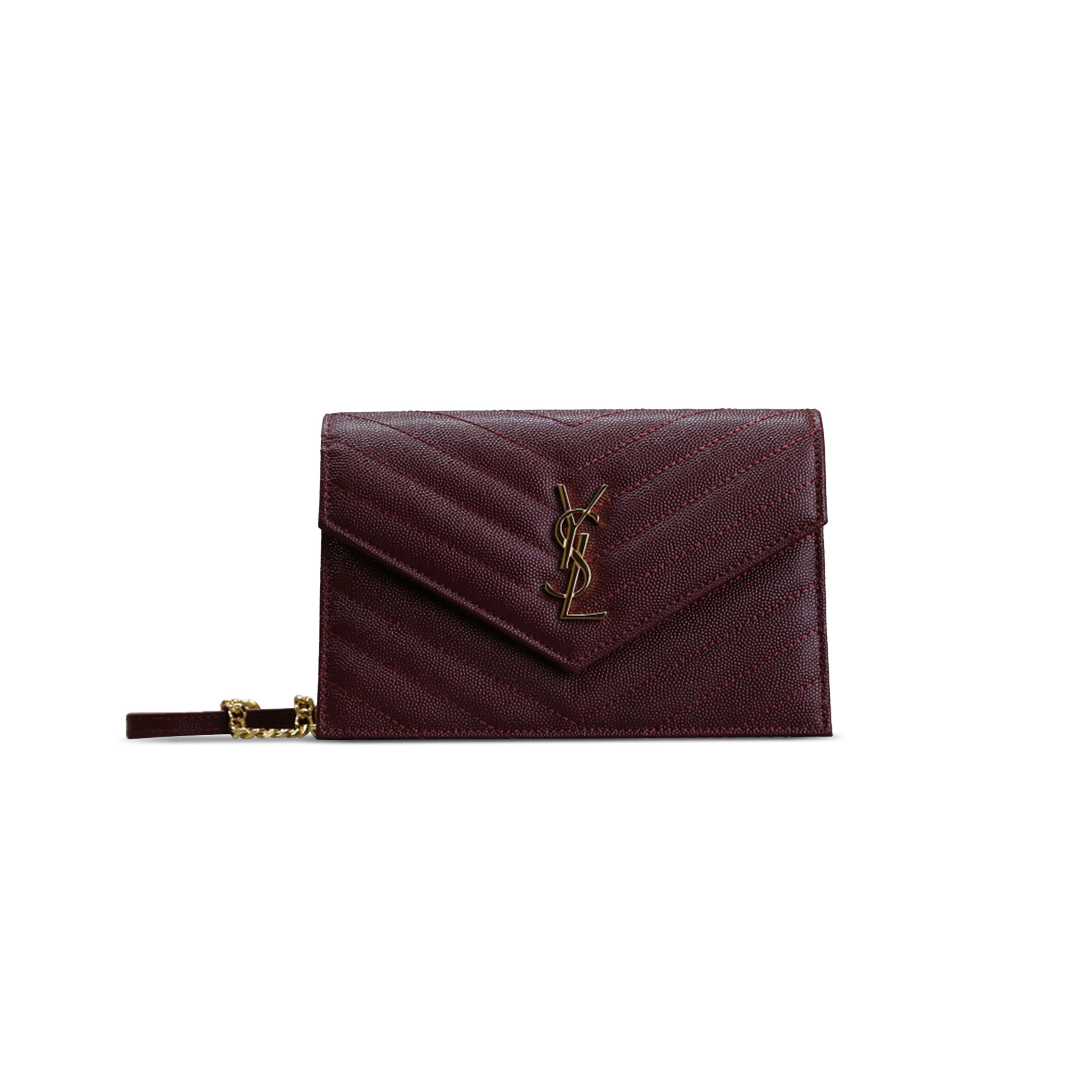 Y51 CASSANDRE ENVELOPE CHAIN WALLET IN GRAIN DE POUDRE LEATHER 393953 (19*12.5*3.5cm) Master Quality